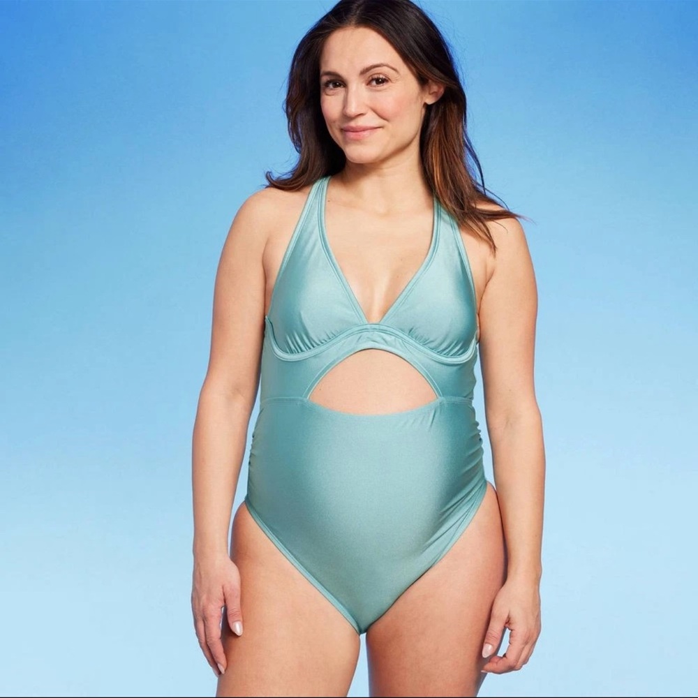 Ingrid & Isabel Maternity‎ One
Piece Swimsuit Swimwear Blue
Shiny Cutout